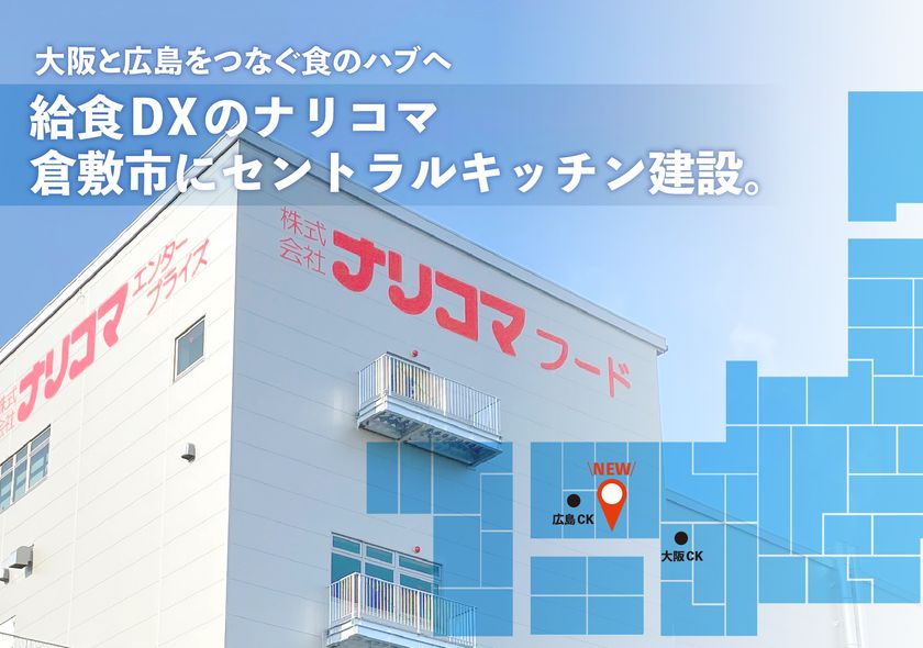 給食DXのナリコマ、岡山県倉敷市にセントラルキッチンを建設
大阪と広島をつなぐ“食のハブ”へ
