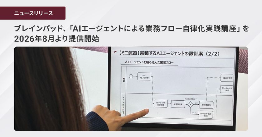ブレインパッド、「AIエージェントによる業務フロー自律化実践講座」を
2026年8月より提供開始