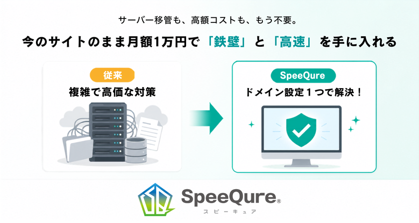 「社内にエンジニアがいない」中小企業のWebサイトを守る
DNS設定変更だけで導入できるセキュリティ&
高速化サービス「SpeeQure」が月額1万円から登場