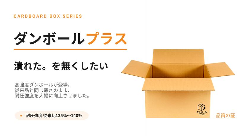 「サイズ」ではなく「強さ」で選ぶ発送用ダンボール。
ダンボールプラス、クラウドファンディング受付終了迫る