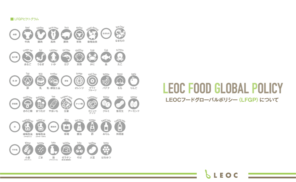 「LEOC FOOD GLOBAL POLICY」を策定 （一社）ハラル・ジャパン協会が監修、グローバルな食文化に対応へ