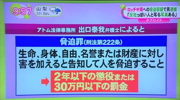 【テレビ解説】ロッチ中岡氏への脅迫事件についてアトム法律事務所の弁護士が解説