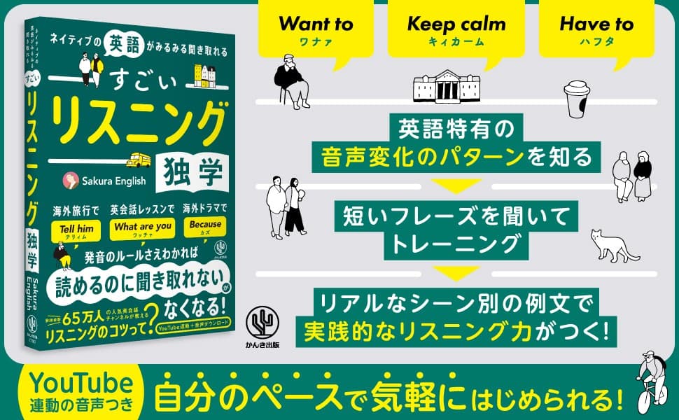 登録者数66万人！YouTubeの人気英語チャンネルから「リスニング」を独学で身につけられる本が登場