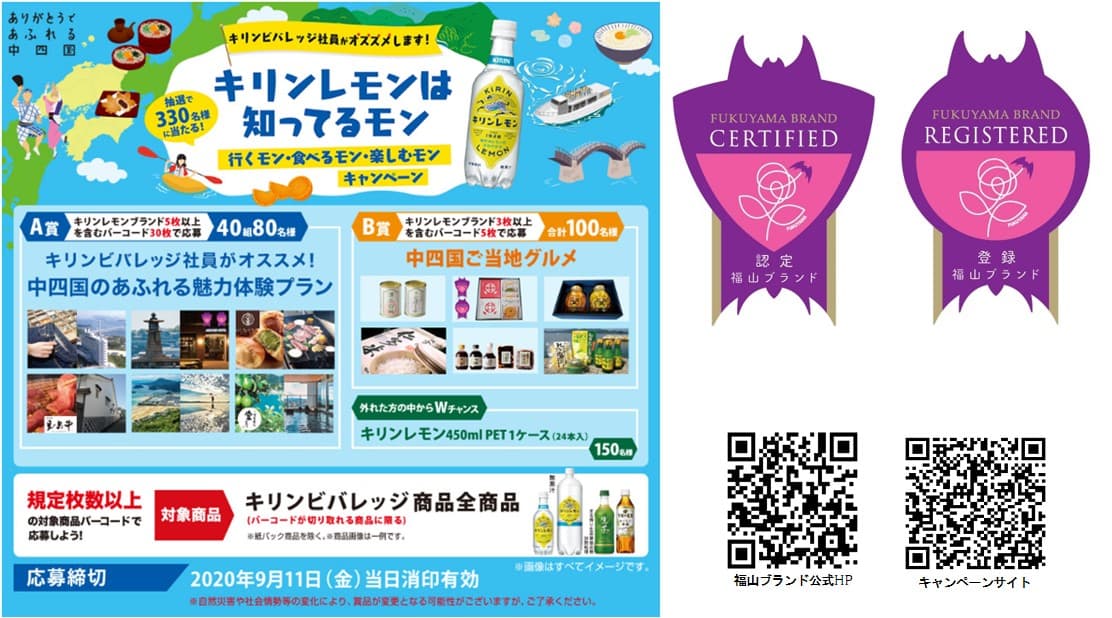 福山ブランドがキリンビバレッジのキャンペーン賞品として採用されました