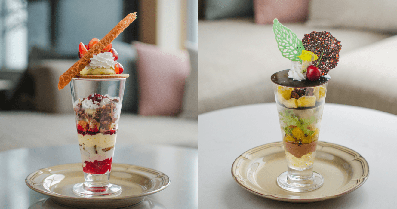 【湯田中温泉】信州の夏を彩る贅沢パフェ2種が登場!さくらんぼ×マスカルポーネ、バジル×チョコの意外な組み合わせ