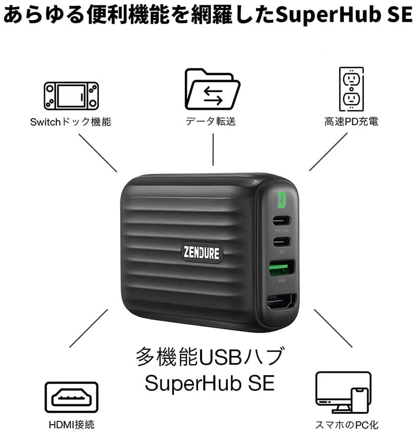 【新製品/ZENDURE】高速充電ACアダプタ、HDMIアダプタ、USBハブ、究極のオールインワン『SuperHub SE』 国内販売開始