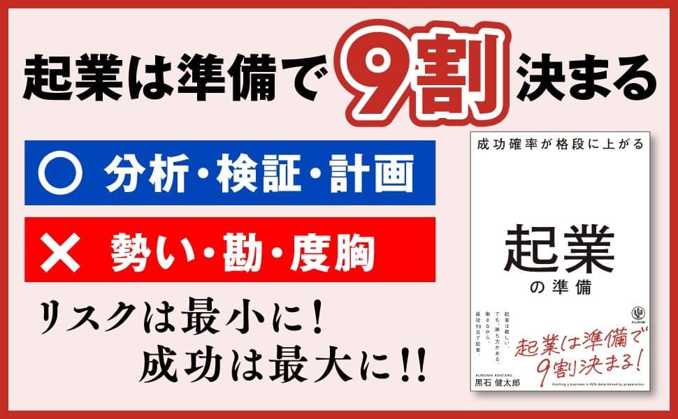 「楽して稼げる」起業はない。4,000人超の創業をサポートしてきた著者が教える『成功確率が格段に上がる 起業の準備』が発売！