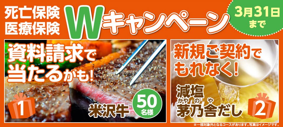 死亡保険・医療保険の資料請求で「米沢牛」が抽選で当たる！