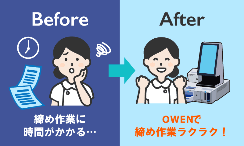 「残業確定…」が「定時で帰れる!」に。〜セミセルフレジOWEN導入で変わるクリニックの締め作業【Before/After 第1弾】〜