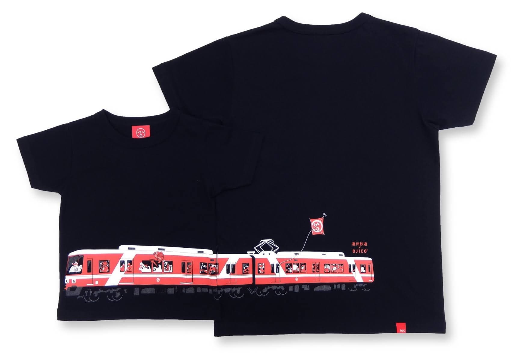 真っ赤な「あかでん」、車内もにぎやか赤一色 OJICOから「遠州鉄道」の新作Tシャツが登場！