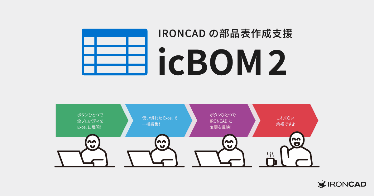 機械設計向け3D CAD「IRONCAD」の部品表作成支援アドインの新バージョン「icBOM 2」を2022年11月1日（火）にリリース