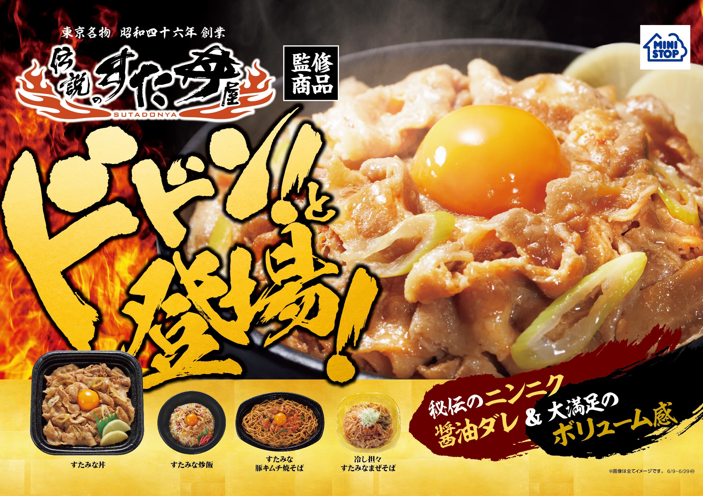 ドドン！と登場！  “伝説のすた丼屋”監修 “すたみな丼”他全４品　６/９（火）発売