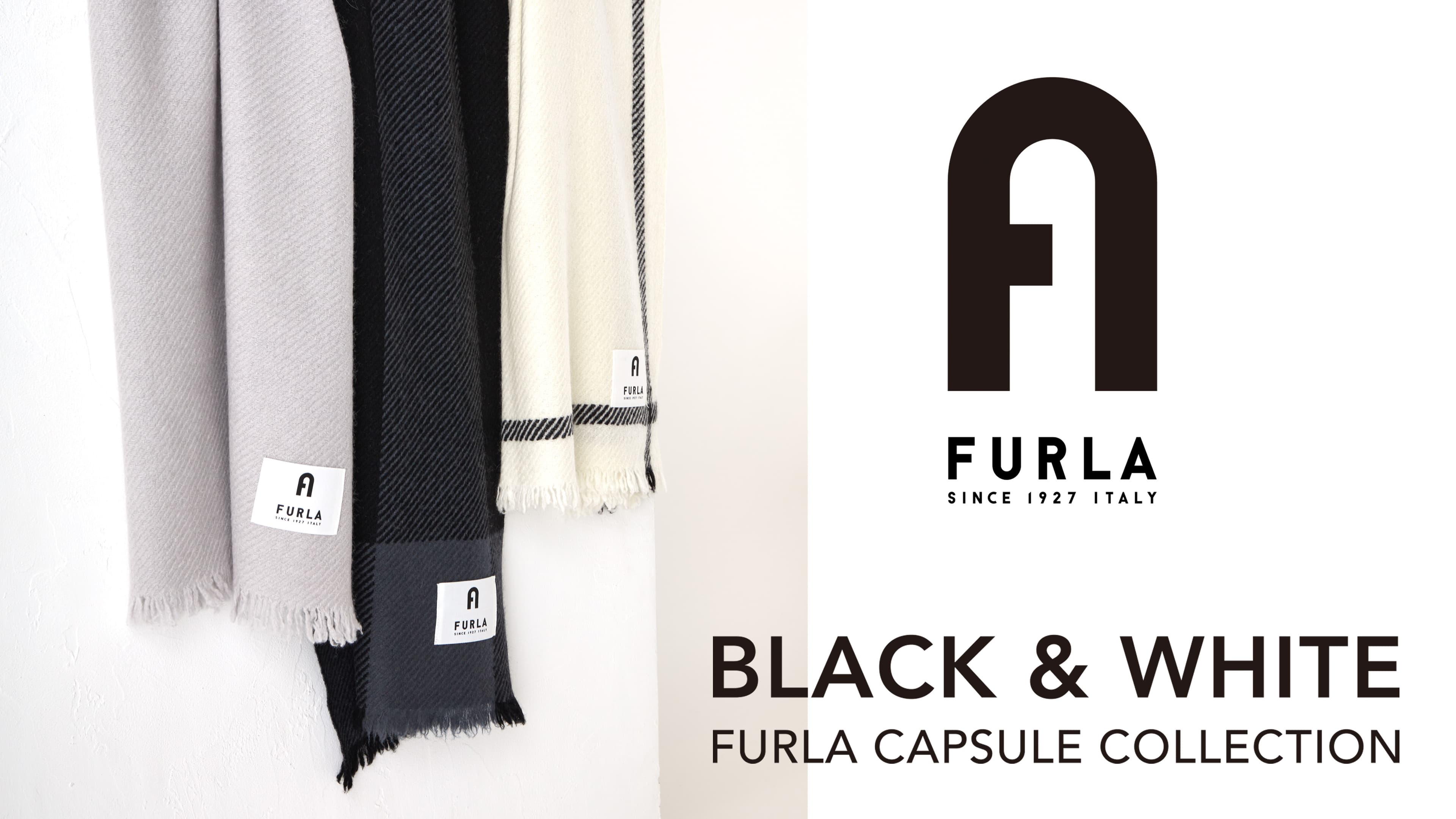 FURLA(フルラ)BLACK&WHITE capsule collection ストール・マフラーのご紹介【MOONBAT】