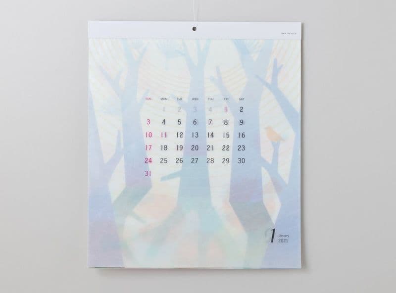 紙風船などに使われる半透明の紙「グラシンペーパー」を使ったカレンダー！『glassine paper Calendar "sunsun"』発売中