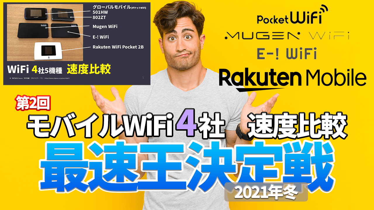 コロナ禍のテレワークに使いたい人気モバイルWiFiの速度を同時計測した結果を発表！ポケットWiFi、クラウドSIM、楽天モバイルなど4社5機種の最速は？