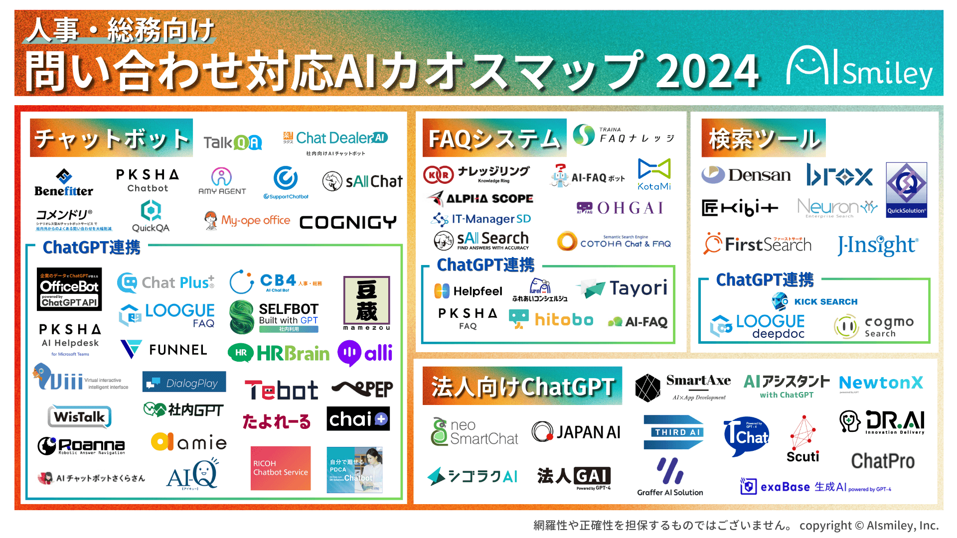 人事・総務向け問い合わせ対応AIカオスマップを公開！バックオフィス業務効率化をサポート