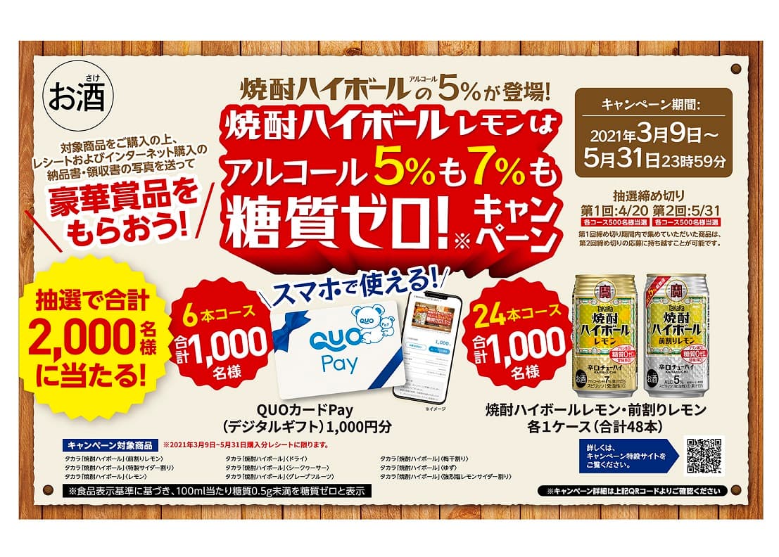 「焼酎ハイボールレモンは５％も７％も糖質ゼロ！」キャンペーン実施