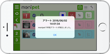 「monipet」アラート通知時