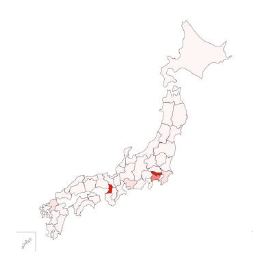 【表４】手足口病（分布地図）