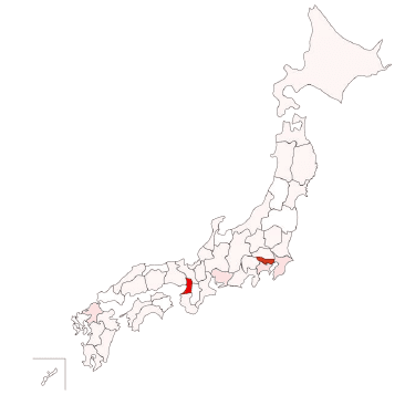 【表６】ヘルパンギーナ（分布地図）