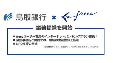 freeeと鳥取銀行が業務提携を開始