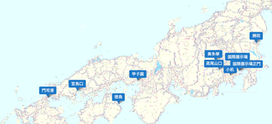 1〜10位の駅にピンを立てた路線図