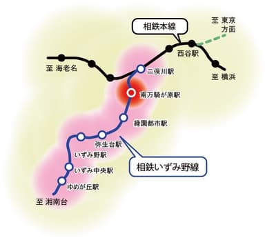 南万騎が原駅周辺路線図