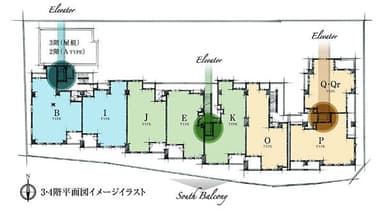3・4階平面図イメージイラスト