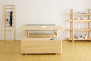 BENCH CHEST／SHELF 1100／LADDER RACK／DINING TABLE 150／LDSOFA 001(二人掛けソファ)