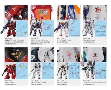 対象商品：ガンプラMG Ver.Kaシリーズの8アイテム