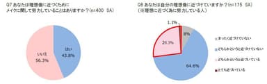 Q7 あなたは理想像に近づくためにメイクに関して努力していることはありますか？・Q8 あなたは自分の理想像に近づけていますか？