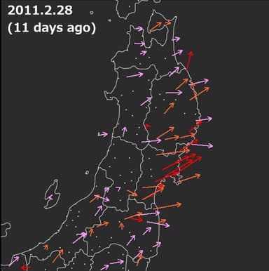 2011年2月28日の地殻変動