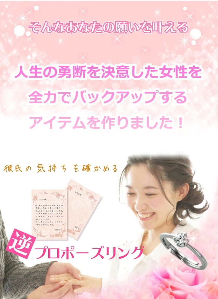 結婚しない男も断捨離？！
3年以上のズルズル恋愛に決着を　
出産適齢期の女性を救う！逆プロポーズリング発売