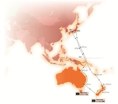 飛鳥II 2018年オセアニアグランドクルーズ 航路図