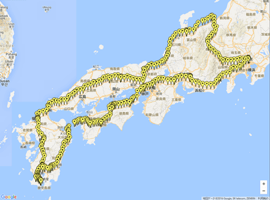 全国主要道路の精密なGNSSデータを収集(西日本)