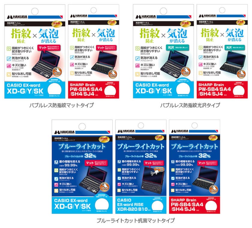 電子辞書の必須アイテム！「CASIO EX-word」用と「SHARP Brain」用の液晶保護フィルム3タイプ7製品を新発売！