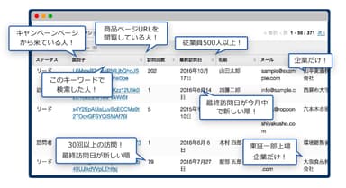 ビジター一覧・フィルタ画面