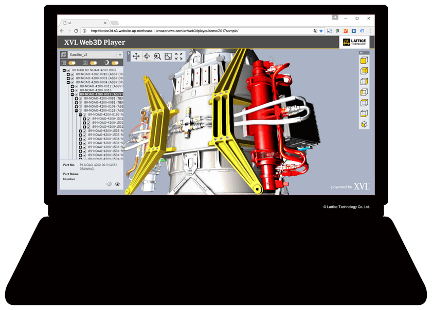 マルチデバイス対応「XVL Web3D Player」を公開　
インストール不要で誰でも手軽に3Dを活用可能