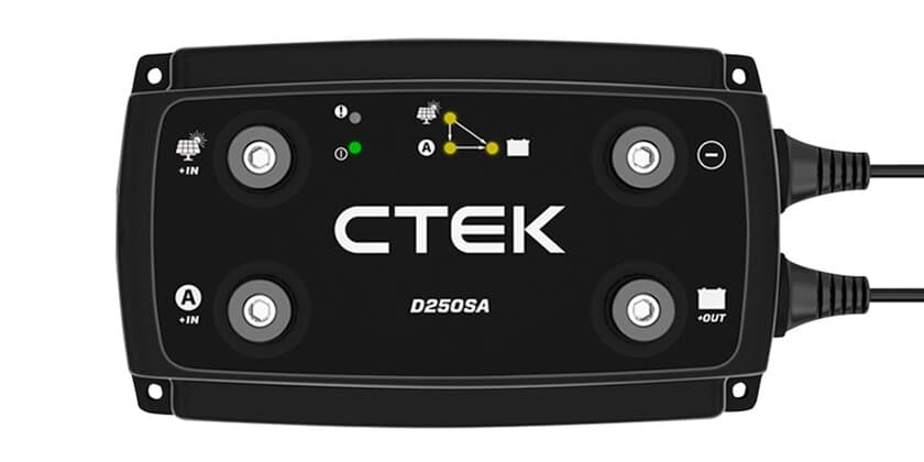 サブバッテリー搭載のキャンピングカー・特装車等に最適　
CTEK走行充電システム「D250SA」「D250S DUAL」を7月発売
　最大140Aでサブバッテリーを走行充電！