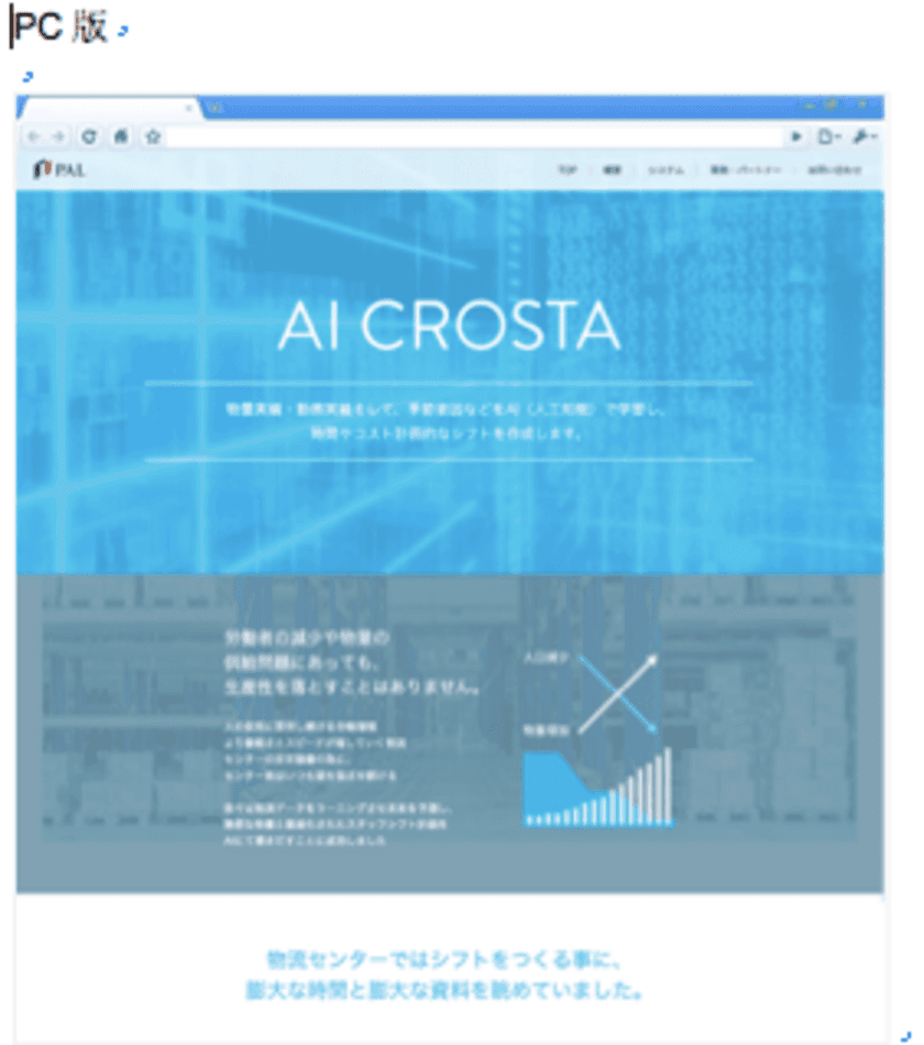 株式会社PAL、
AIを活用した物量予測とスタッフシフト自動生成システム
「AI CROSTA」提供開始