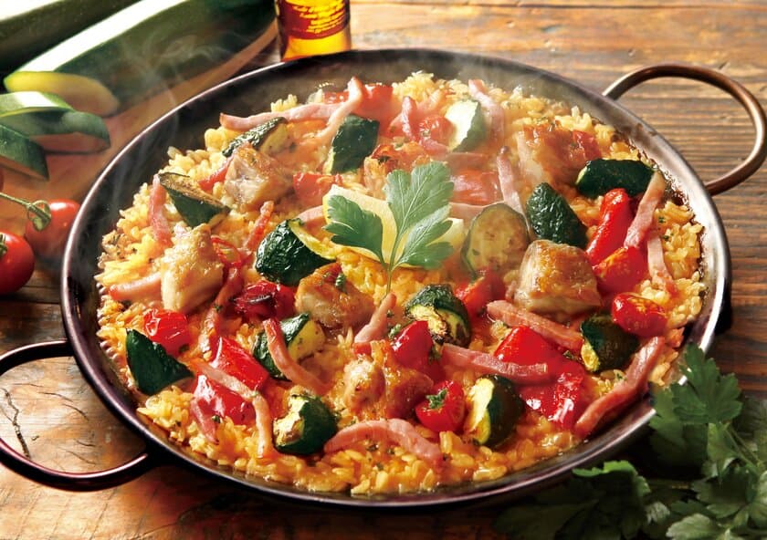 おかげさまで全国375店舗！！
日本最大の宅配パエリア専門チェーンViva Paella（ビバパエリア）
『夏野菜とグリルチキンのパエリア』新登場