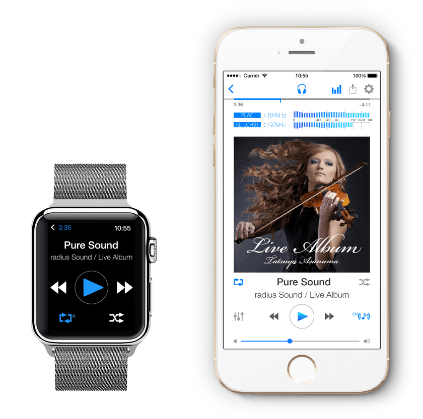 高音質ハイレゾ再生アプリ「NePLAYER」が
8月1日にアップデート！
Apple Watchから操作可能に