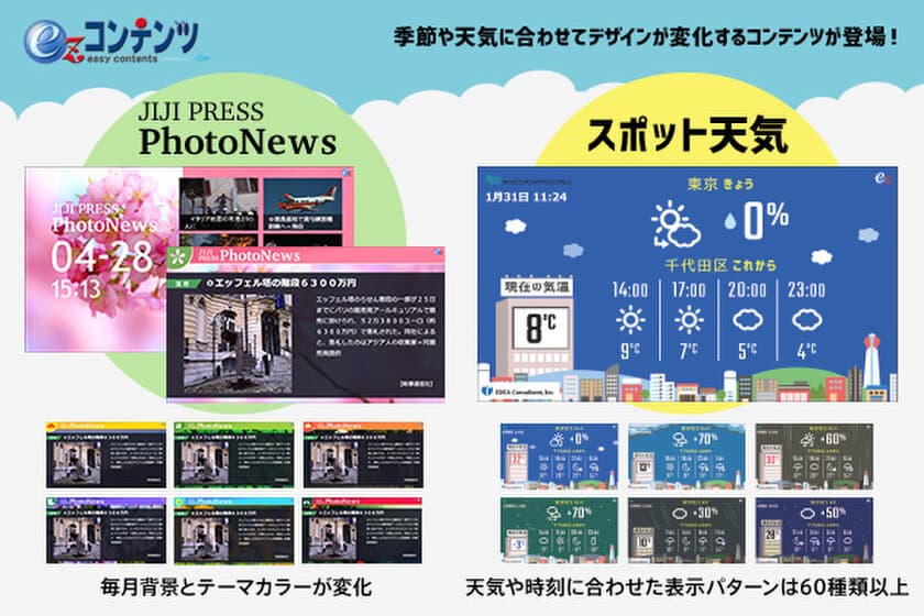 季節・天気で画像が変化するコンテンツ配信サービス登場　
URL設定だけでデジタルサイネージに様々な情報を簡単表示！