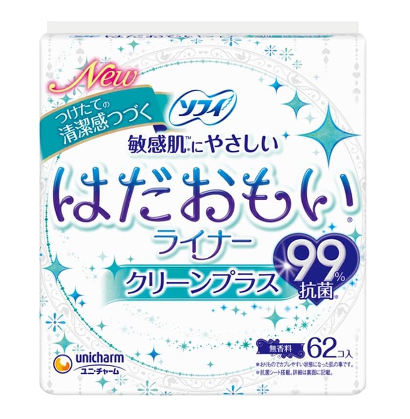 日本初(※1)！99％抗菌シート(※2)搭載の
パンティライナー誕生　
『ソフィ はだおもい(R)ライナー クリーンプラス』
2017年10月3日より全国にて新発売