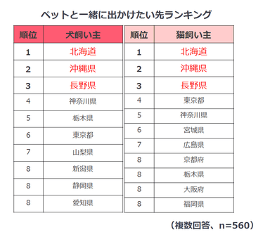 お出かけ先ランキング