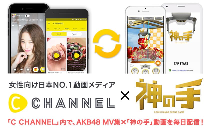 女性向け日本NO.1動画メディア
「C CHANNEL」と「神の手」コラボスタート！