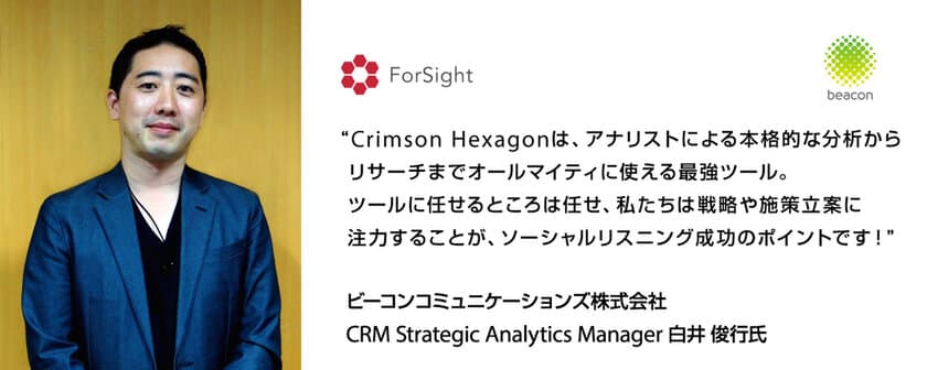 ブレインパッドのCrimson Hexagonが、ビーコンコミュニケーションズのソーシャルリスニング業務に採用