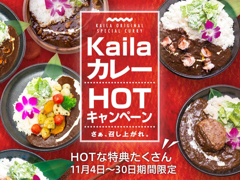 カフェ・カイラ、ハズレなしの「宝くじ」などスペシャルな特典付
特製カレーを期間限定で11月4日より提供開始！