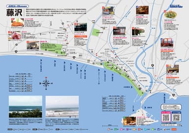 地図上で、オススメ施設とサーフスポットを紹介