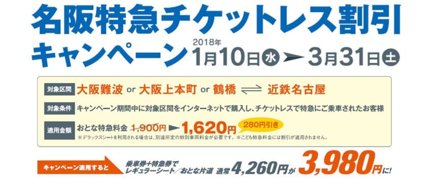 大阪～名古屋間限定！チケットレス割引キャンペーンを実施します
～あわせて、名阪まる得きっぷの発売を終了します～